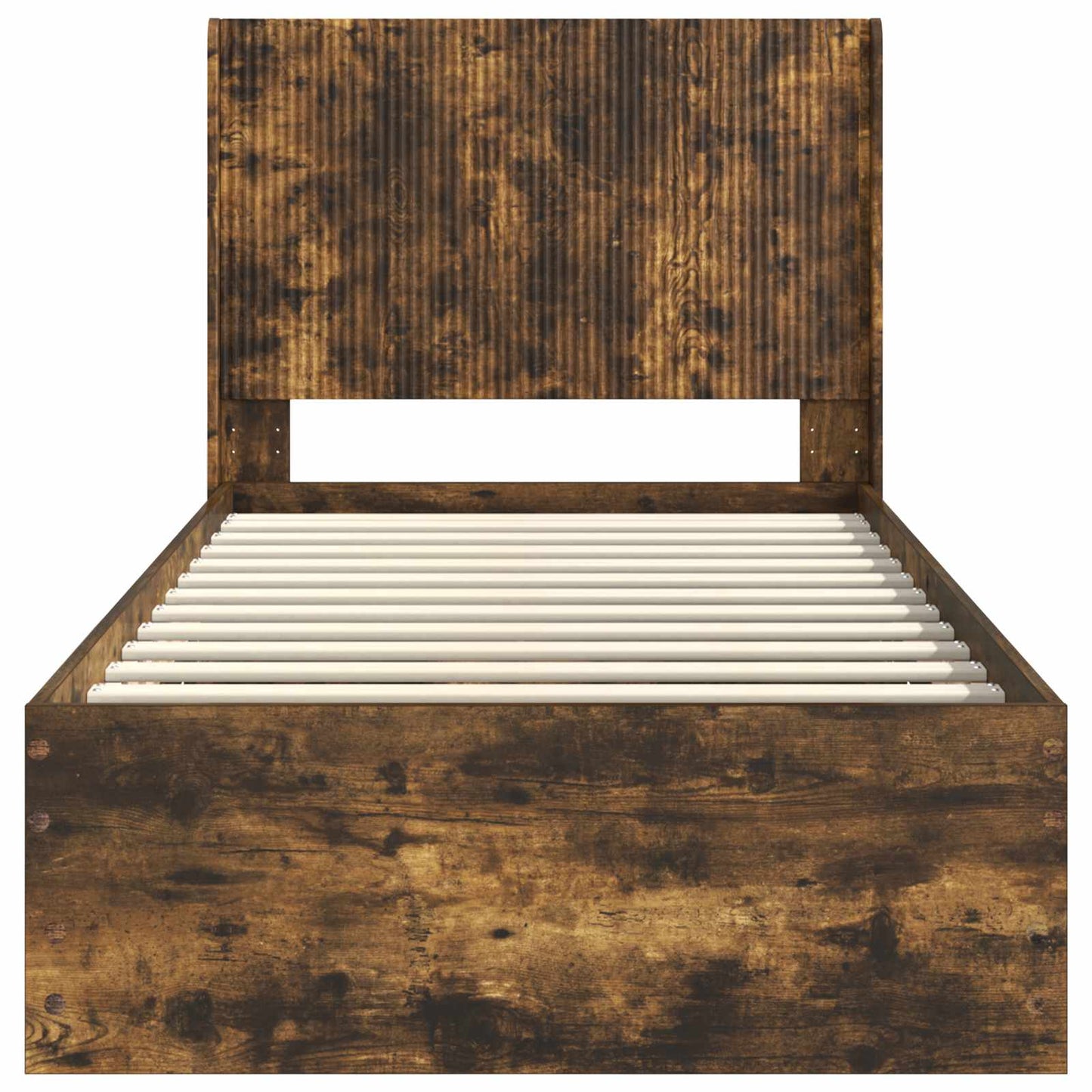 vidaXL Bed Frame with Storage and Headboard Smoked Oak 75 x 190 cm
