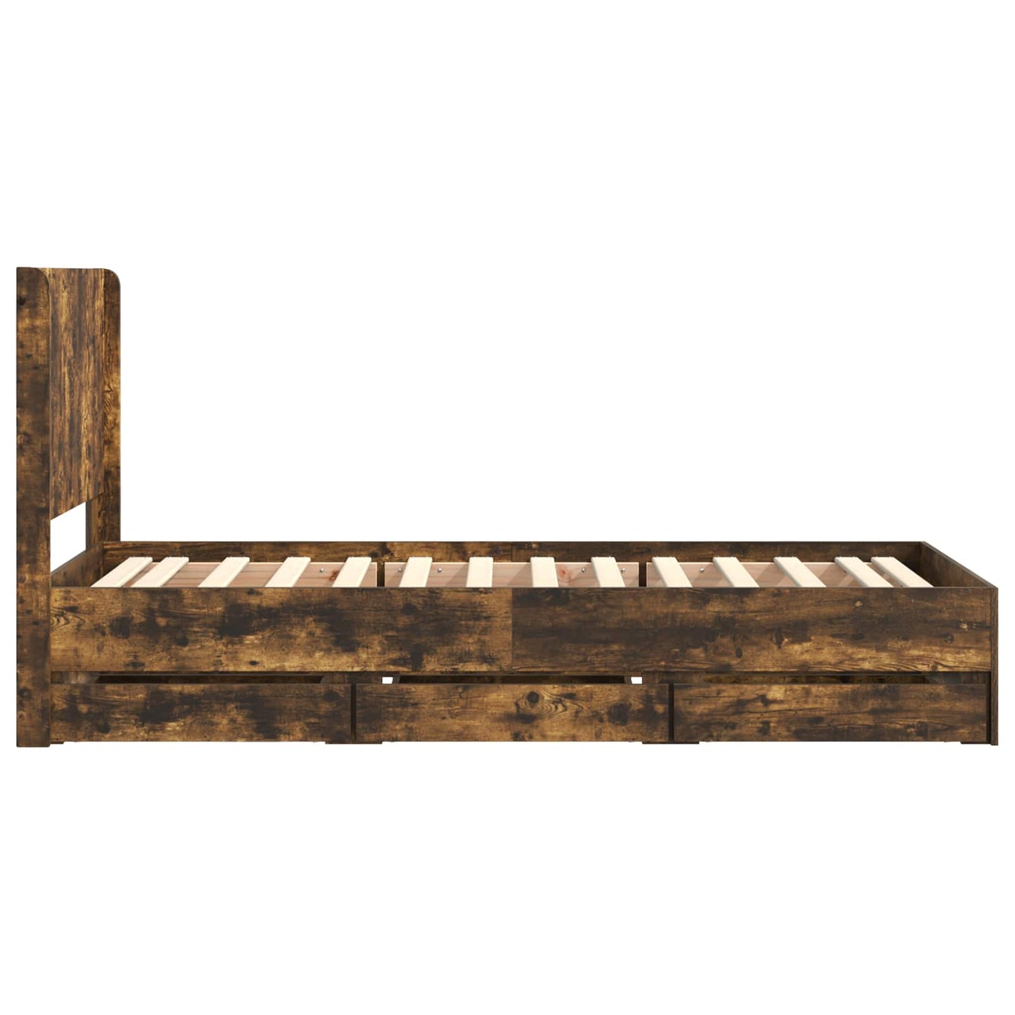 vidaXL Bed Frame with Storage and Headboard Smoked Oak 75 x 190 cm