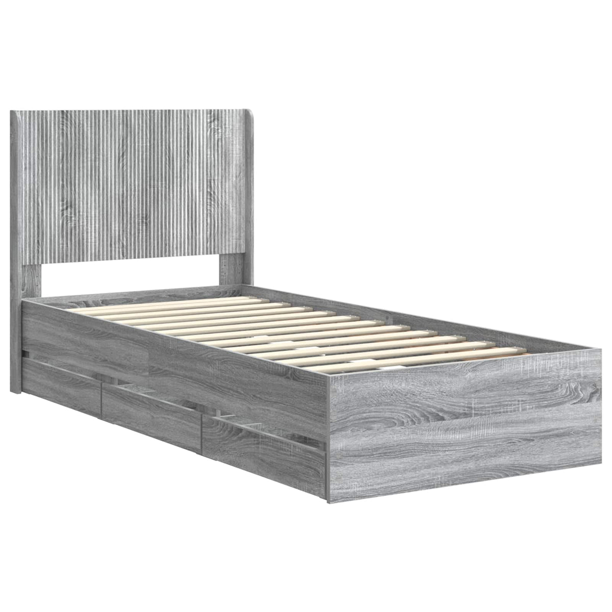 vidaXL Bed Frame with Storage and Headboard Grey Sonoma 75 x 190 cm