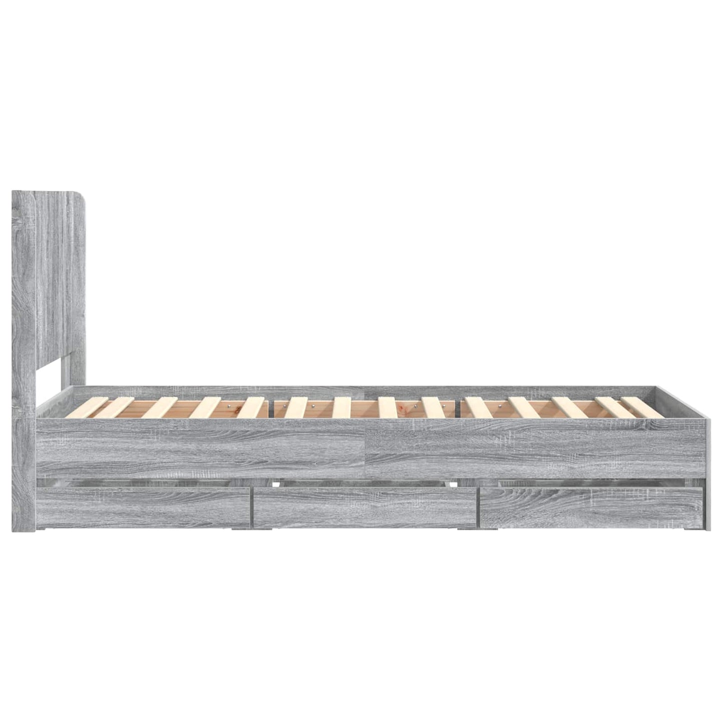 vidaXL Bed Frame with Storage and Headboard Grey Sonoma 75 x 190 cm