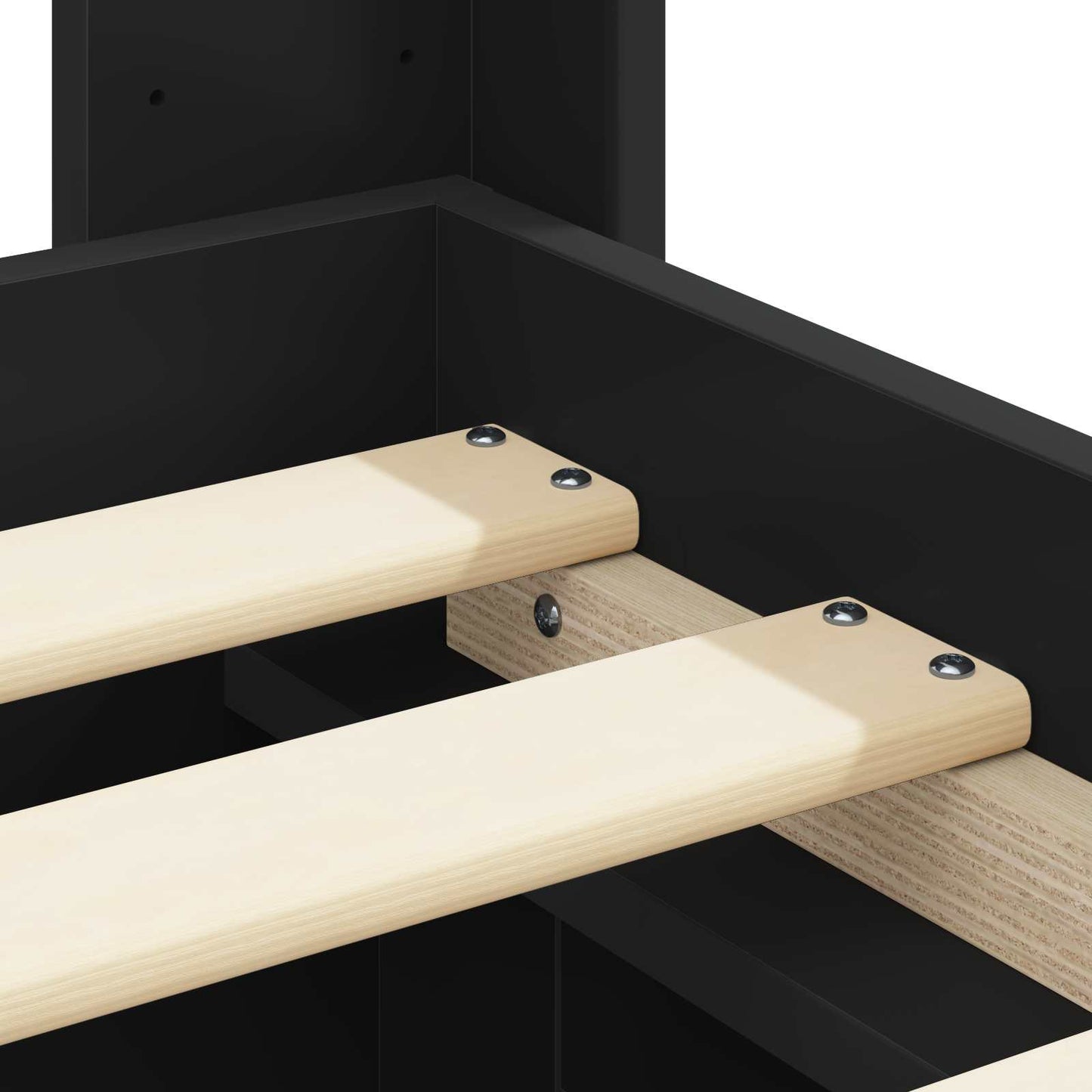 vidaXL Bed Frame with Storage and Headboard Black 200 x 200 cm