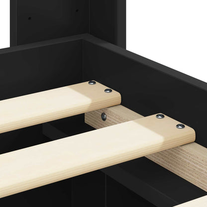 vidaXL Bed Frame with Storage and Headboard Black 200 x 200 cm