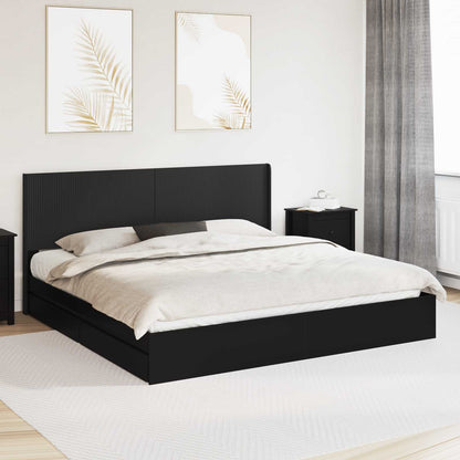 vidaXL Bed Frame with Storage and Headboard Black 200 x 200 cm