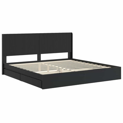 vidaXL Bed Frame with Storage and Headboard Black 200 x 200 cm