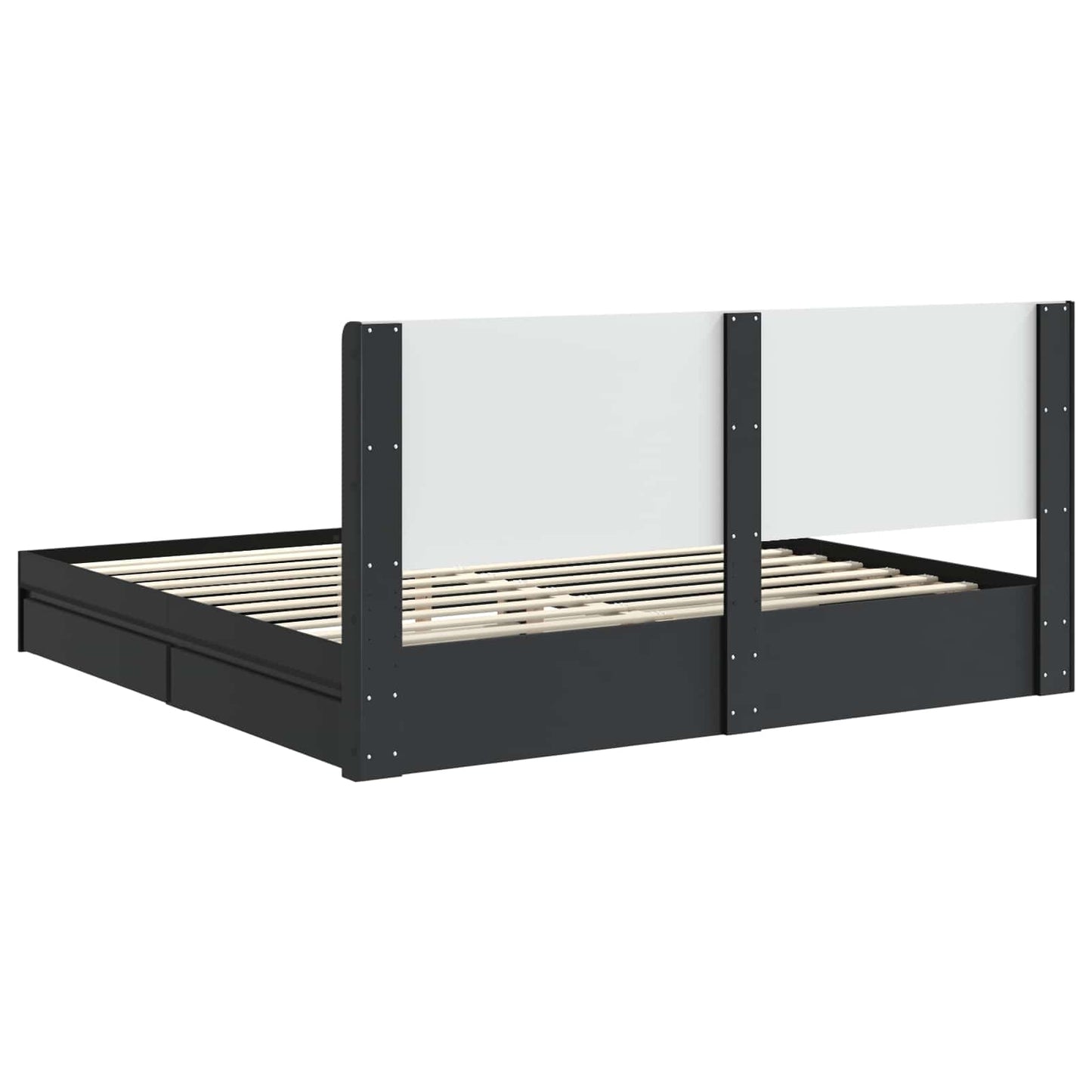 vidaXL Bed Frame with Storage and Headboard Black 200 x 200 cm