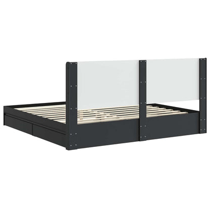 vidaXL Bed Frame with Storage and Headboard Black 200 x 200 cm