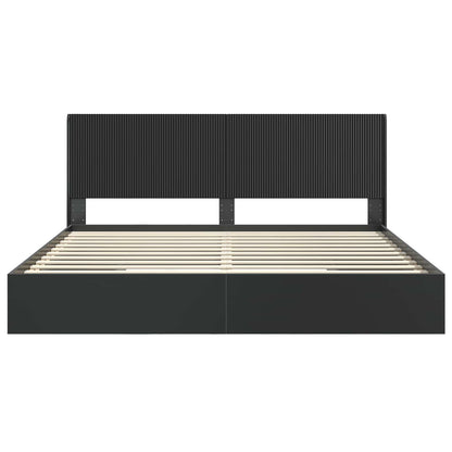 vidaXL Bed Frame with Storage and Headboard Black 200 x 200 cm