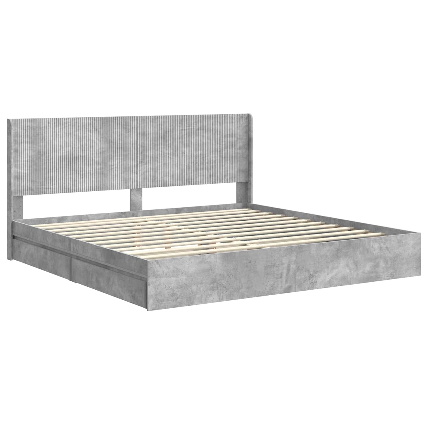 vidaXL Bed Frame with Storage and Headboard Concrete Grey 200 x 200 cm