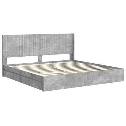 vidaXL Bed Frame with Storage and Headboard Concrete Grey 200 x 200 cm