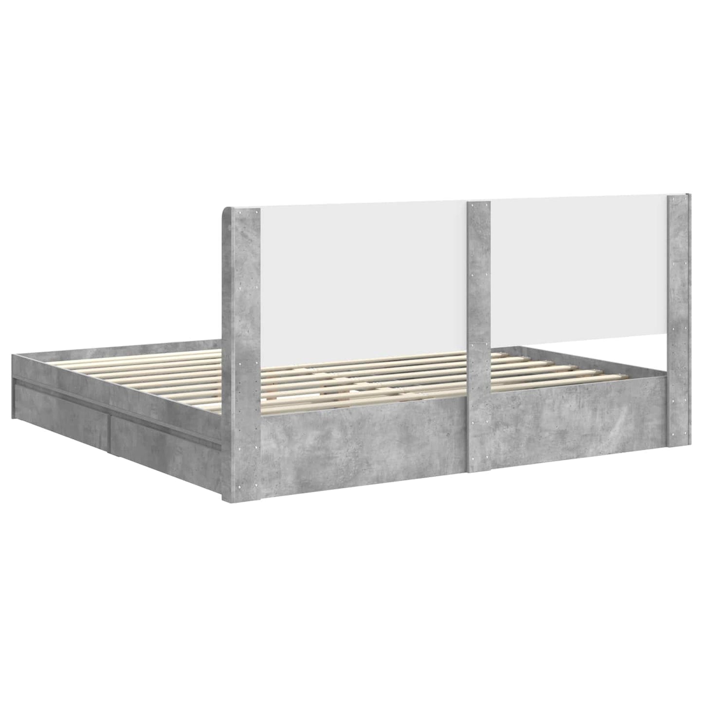 vidaXL Bed Frame with Storage and Headboard Concrete Grey 200 x 200 cm