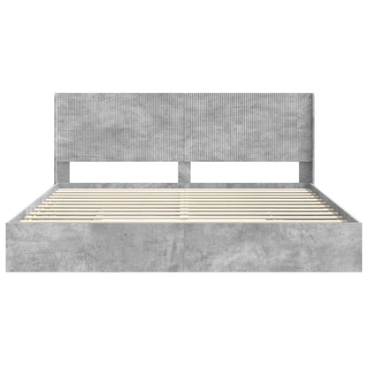 vidaXL Bed Frame with Storage and Headboard Concrete Grey 200 x 200 cm