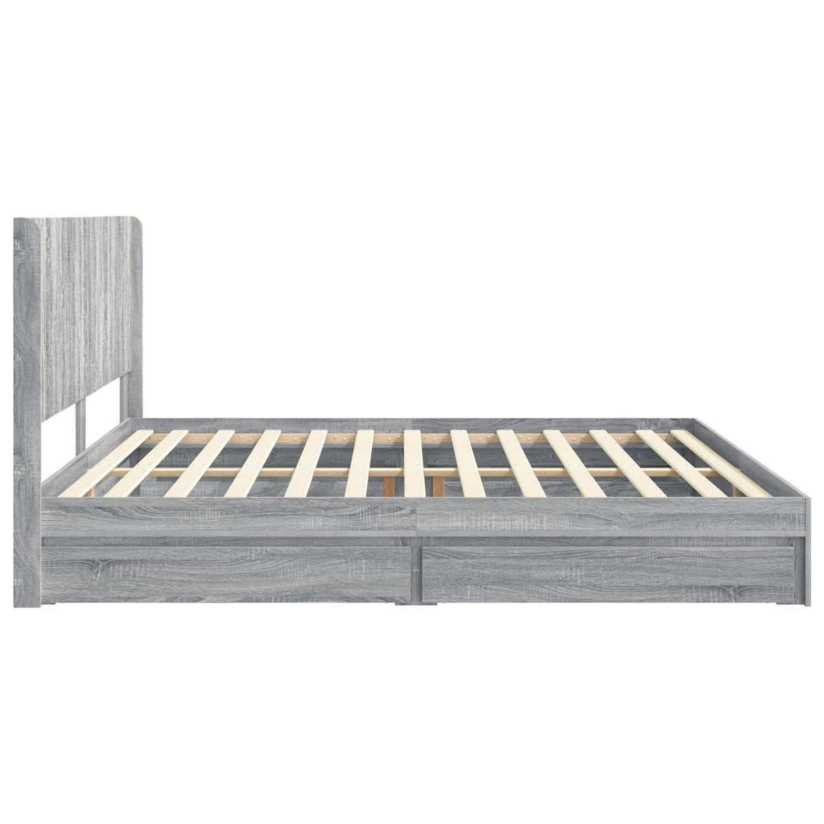 vidaXL Bed Frame with Storage and Headboard Grey Sonoma 200 x 200 cm