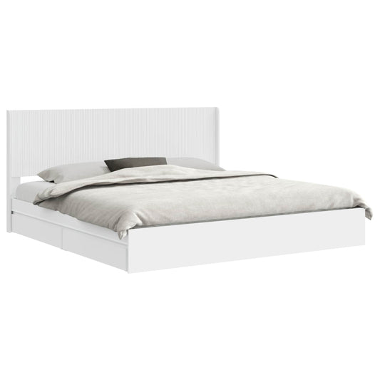vidaXL Bed Frame with Storage and Headboard White 180 x 200 cm