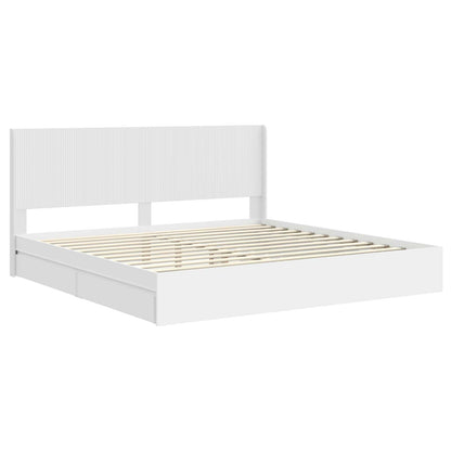 vidaXL Bed Frame with Storage and Headboard White 180 x 200 cm