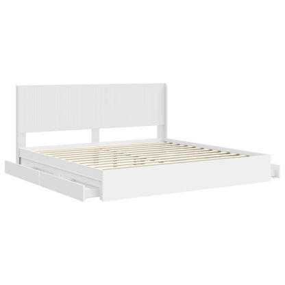 vidaXL Bed Frame with Storage and Headboard White 180 x 200 cm