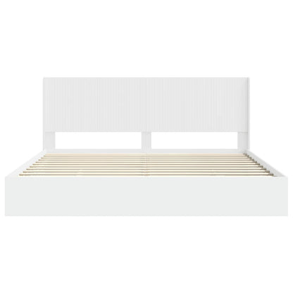 vidaXL Bed Frame with Storage and Headboard White 180 x 200 cm