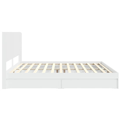 vidaXL Bed Frame with Storage and Headboard White 180 x 200 cm
