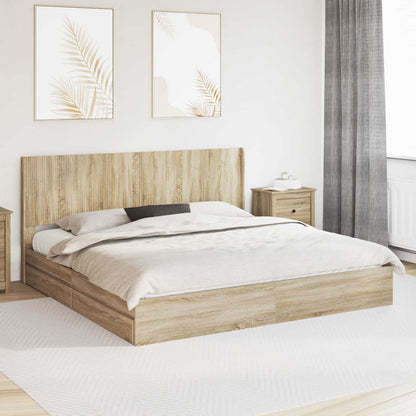 vidaXL Bed Frame with Storage and Headboard Sonoma Oak 180 x 200 cm