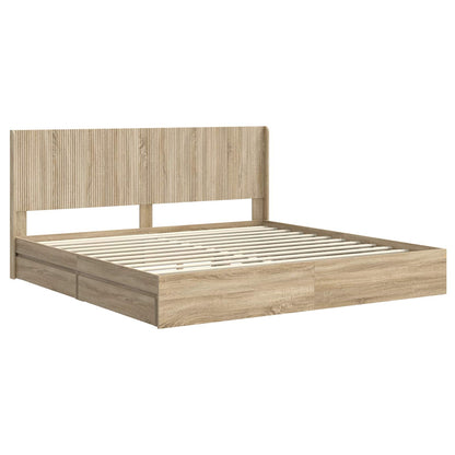 vidaXL Bed Frame with Storage and Headboard Sonoma Oak 180 x 200 cm