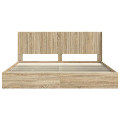 vidaXL Bed Frame with Storage and Headboard Sonoma Oak 180 x 200 cm