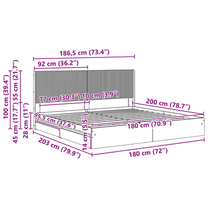 vidaXL Bed Frame with Storage and Headboard Sonoma Oak 180 x 200 cm