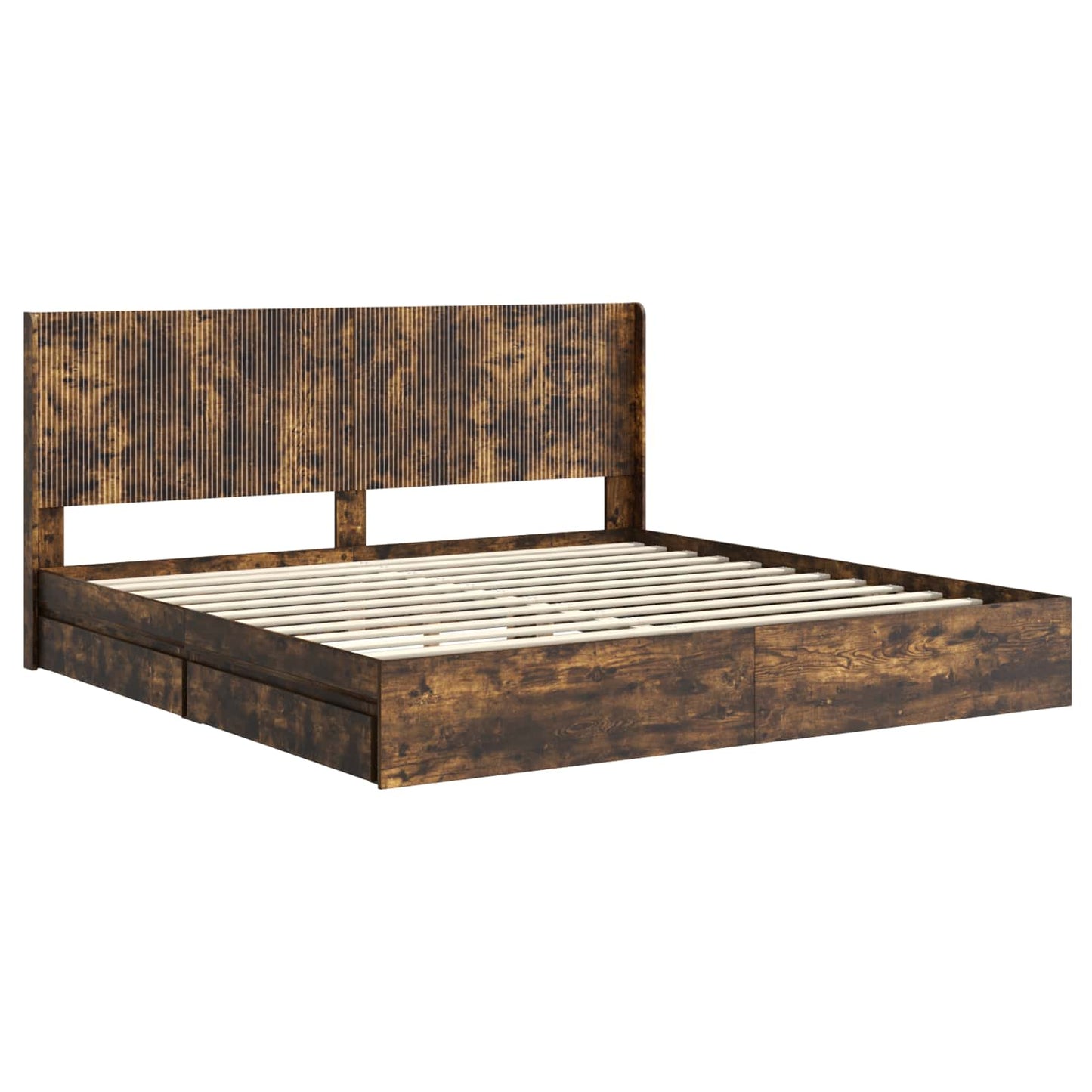 vidaXL Bed Frame with Storage and Headboard Smoked Oak 180 x 200 cm