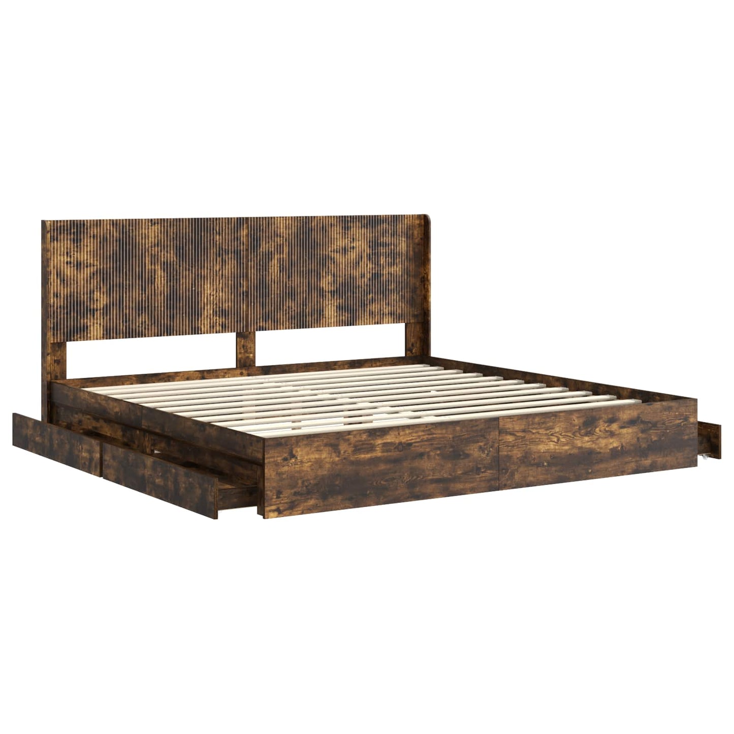 vidaXL Bed Frame with Storage and Headboard Smoked Oak 180 x 200 cm