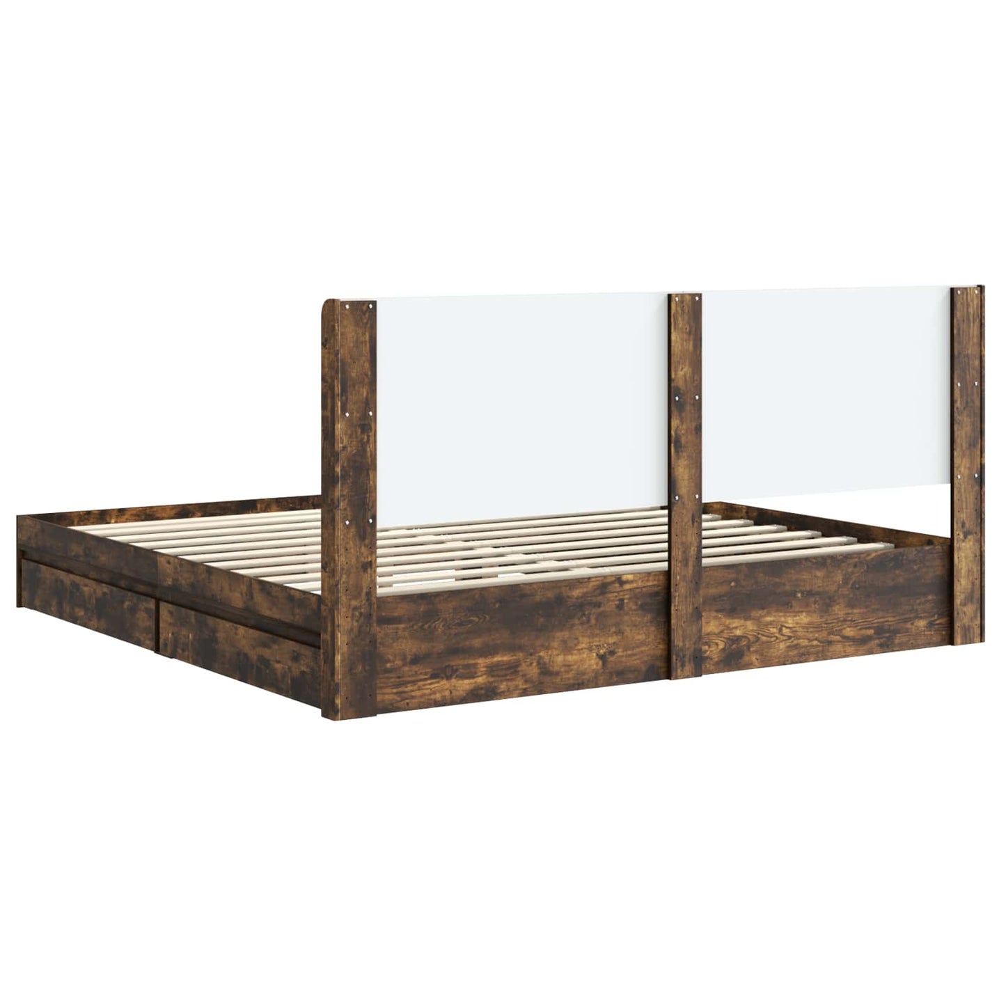 vidaXL Bed Frame with Storage and Headboard Smoked Oak 180 x 200 cm