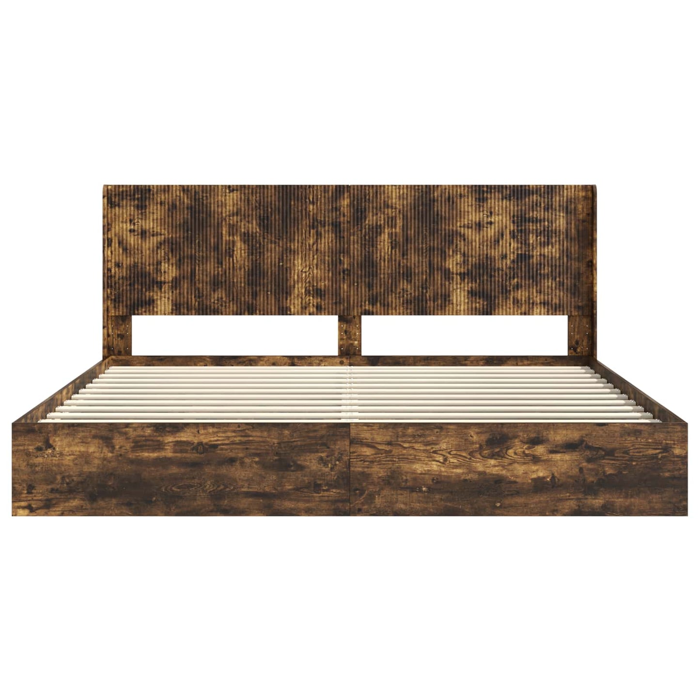 vidaXL Bed Frame with Storage and Headboard Smoked Oak 180 x 200 cm