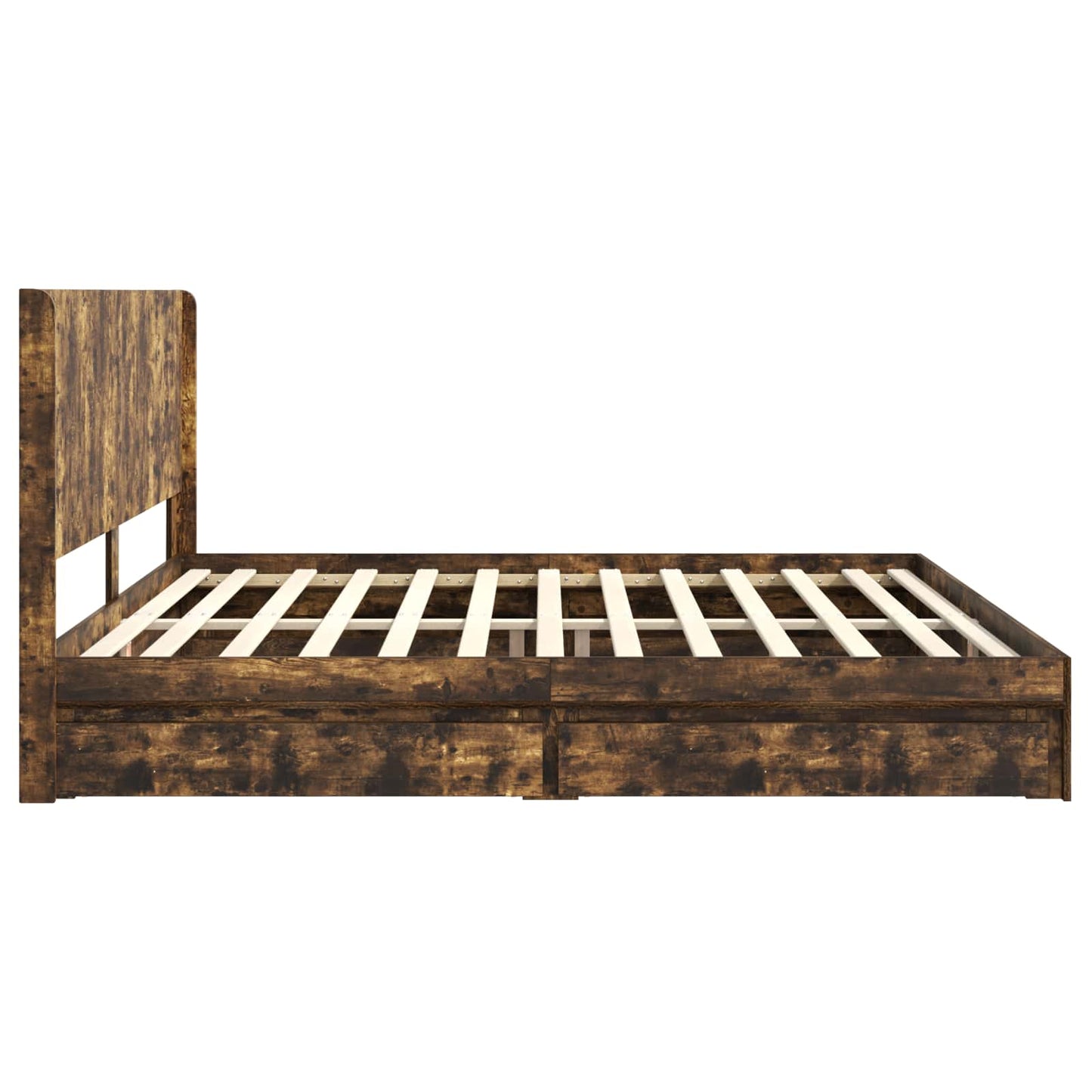 vidaXL Bed Frame with Storage and Headboard Smoked Oak 180 x 200 cm