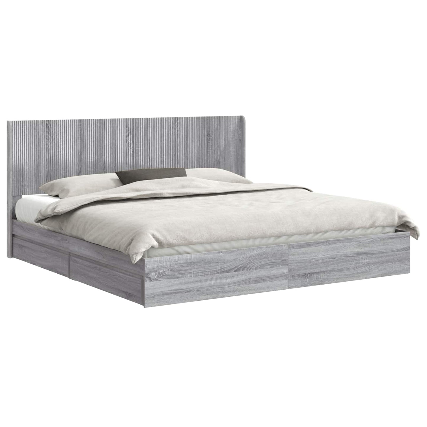 vidaXL Bed Frame with Storage and Headboard Grey Sonoma 180 x 200 cm