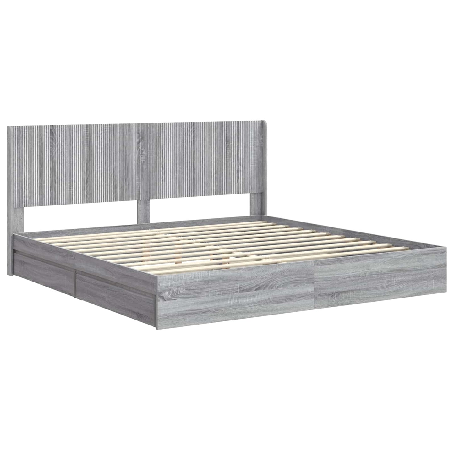 vidaXL Bed Frame with Storage and Headboard Grey Sonoma 180 x 200 cm
