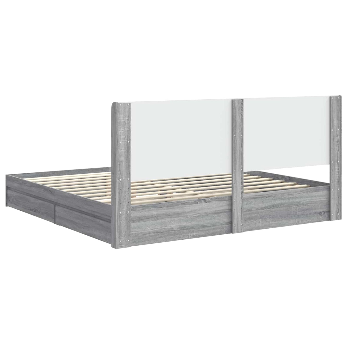 vidaXL Bed Frame with Storage and Headboard Grey Sonoma 180 x 200 cm