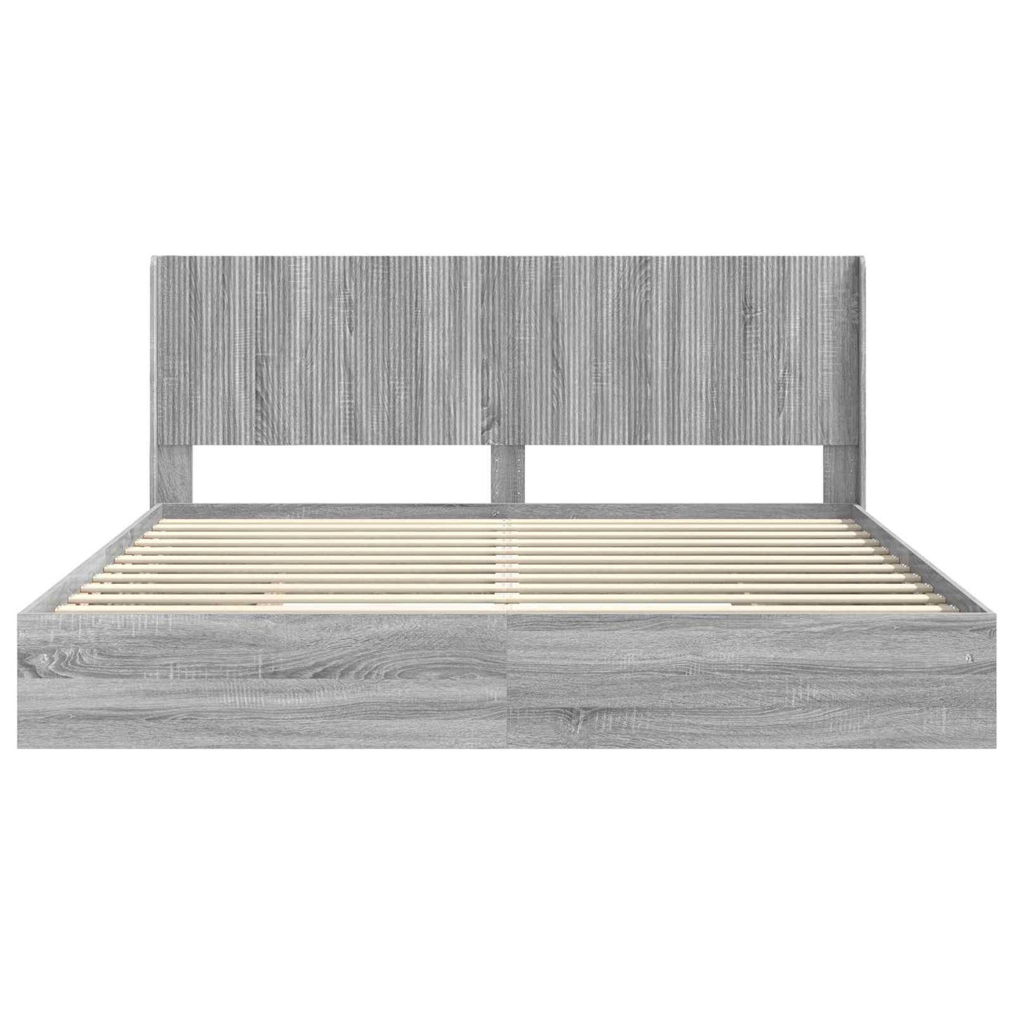 vidaXL Bed Frame with Storage and Headboard Grey Sonoma 180 x 200 cm
