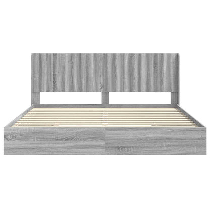 vidaXL Bed Frame with Storage and Headboard Grey Sonoma 180 x 200 cm