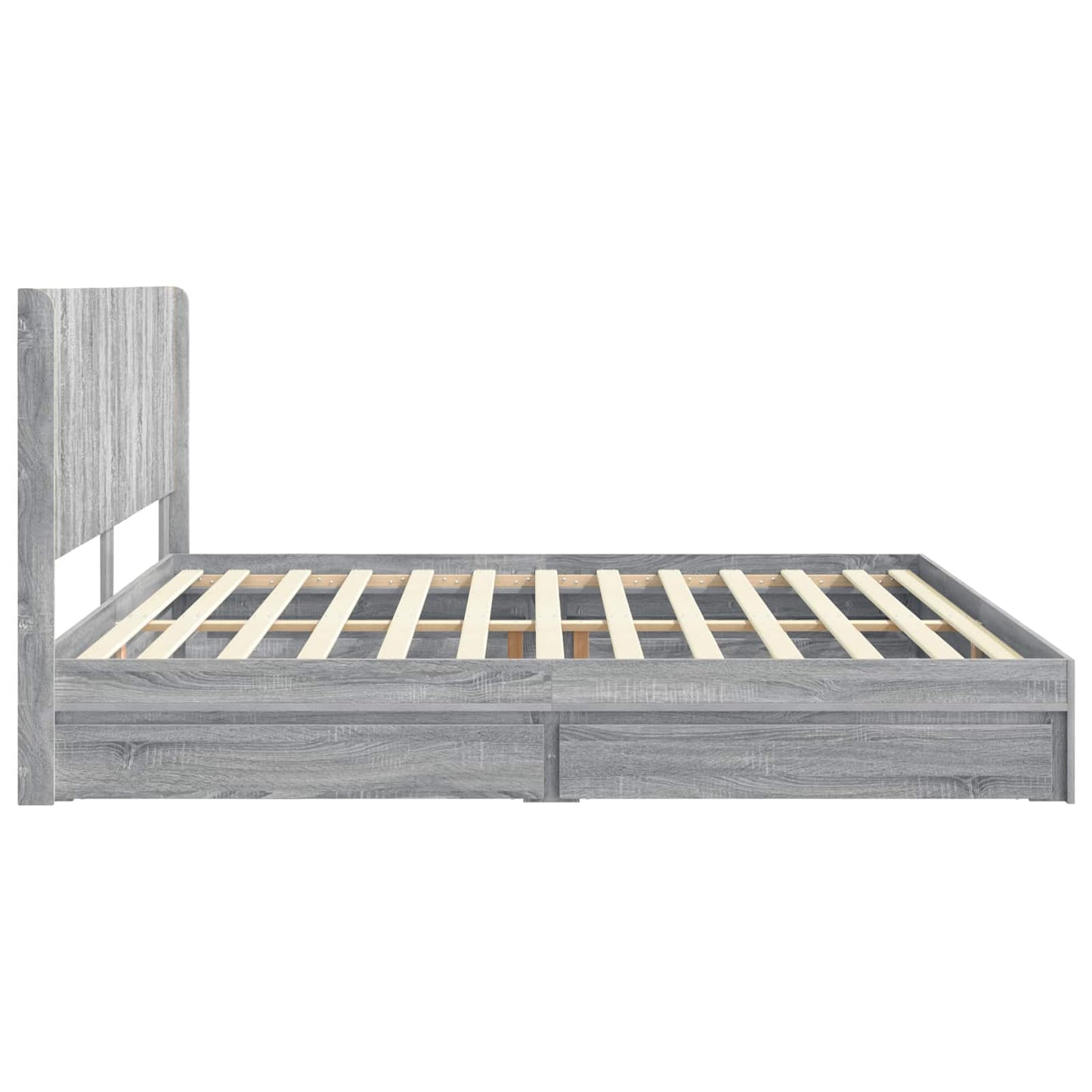 vidaXL Bed Frame with Storage and Headboard Grey Sonoma 180 x 200 cm
