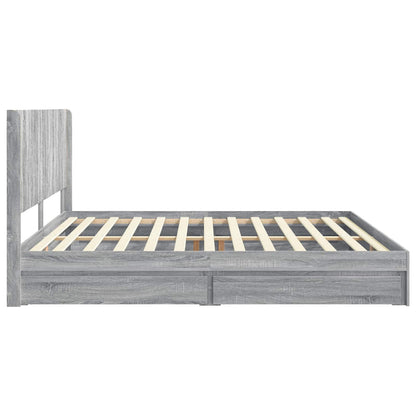 vidaXL Bed Frame with Storage and Headboard Grey Sonoma 180 x 200 cm