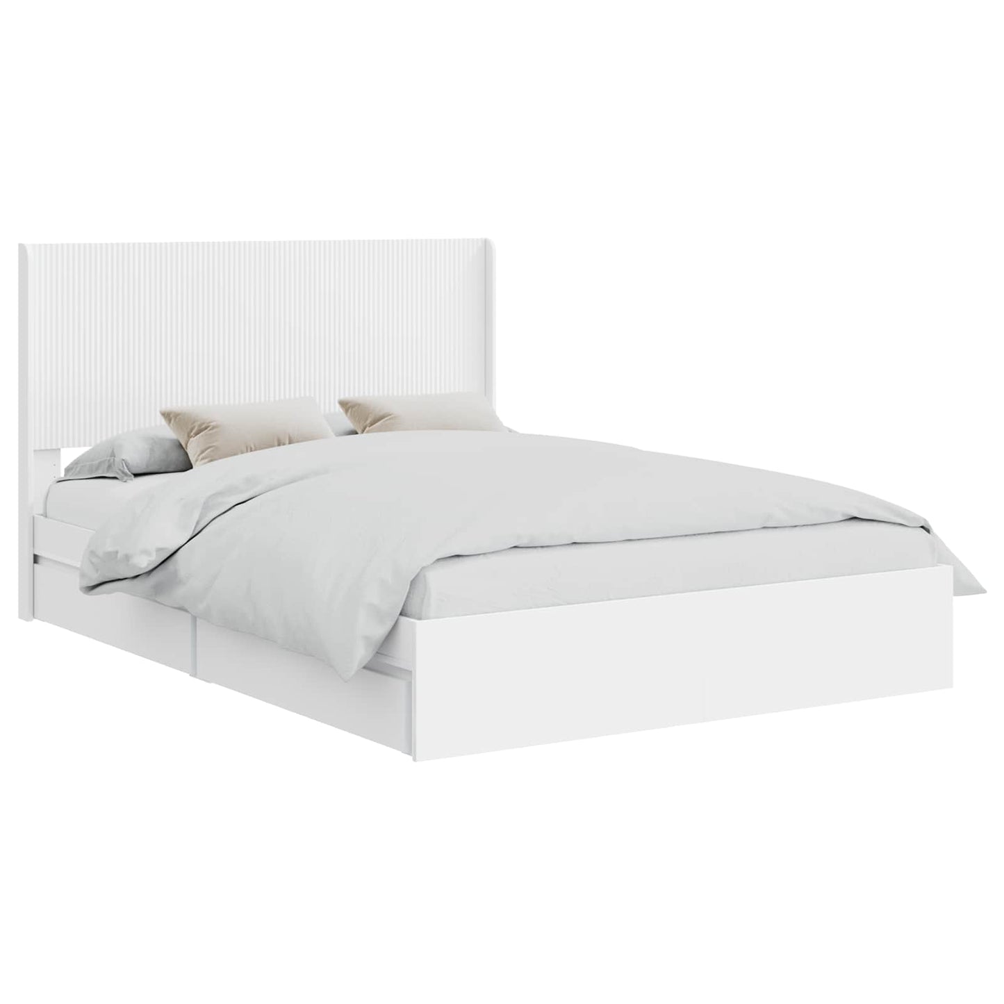 vidaXL Bed Frame with Storage and Headboard White 160 x 200 cm