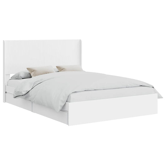 vidaXL Bed Frame with Storage and Headboard White 160 x 200 cm