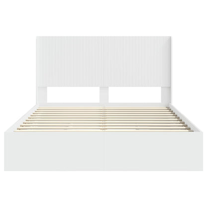 vidaXL Bed Frame with Storage and Headboard White 160 x 200 cm