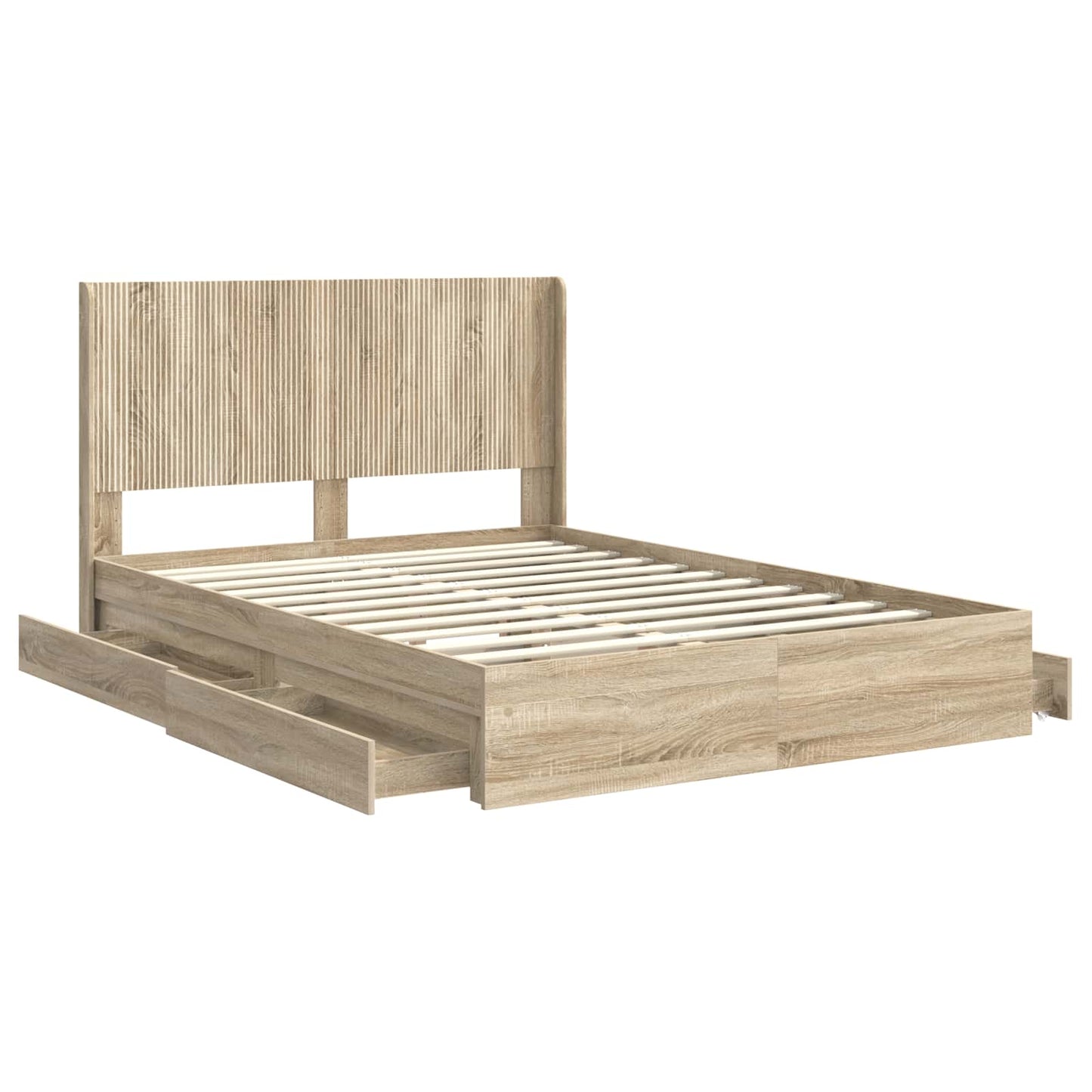 vidaXL Bed Frame with Storage and Headboard Sonoma Oak 160 x 200 cm