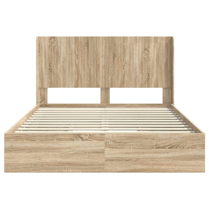 vidaXL Bed Frame with Storage and Headboard Sonoma Oak 160 x 200 cm