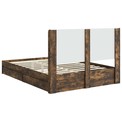 vidaXL Bed Frame with Storage and Headboard Smoked Oak 160 x 200 cm