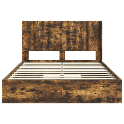 vidaXL Bed Frame with Storage and Headboard Smoked Oak 160 x 200 cm