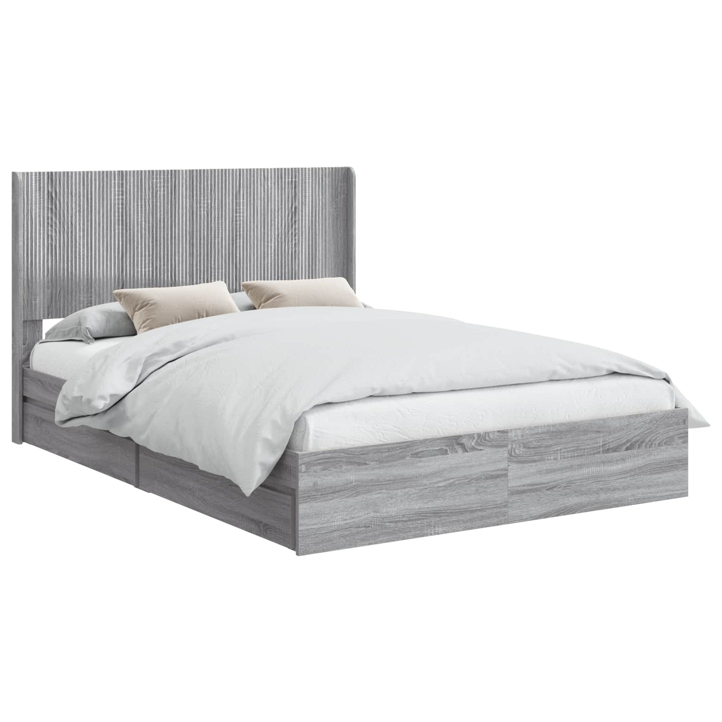 vidaXL Bed Frame with Storage and Headboard Grey Sonoma 160 x 200 cm