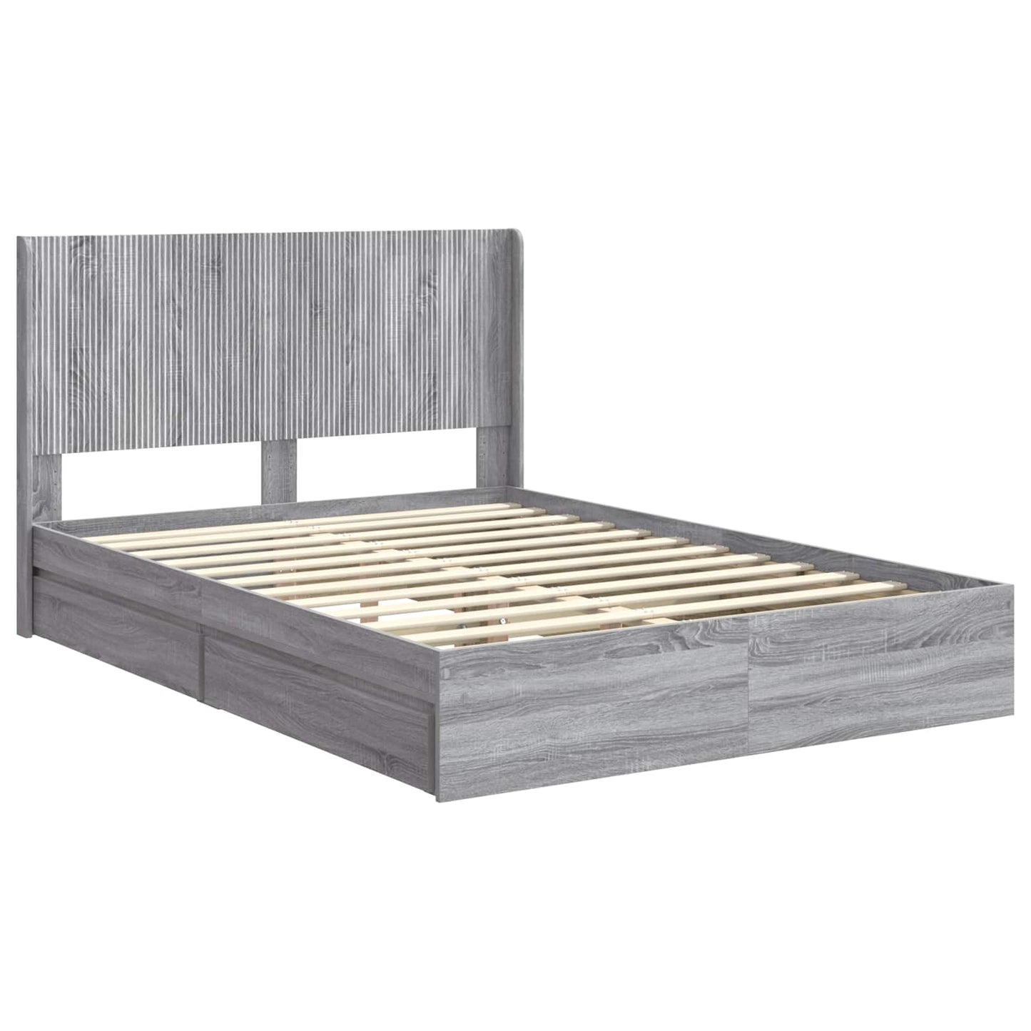 vidaXL Bed Frame with Storage and Headboard Grey Sonoma 160 x 200 cm