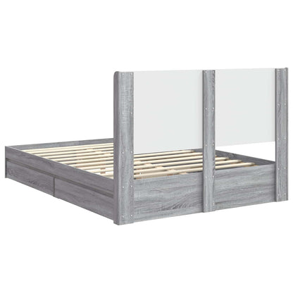 vidaXL Bed Frame with Storage and Headboard Grey Sonoma 160 x 200 cm