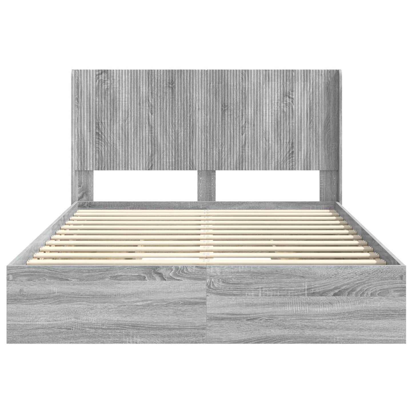 vidaXL Bed Frame with Storage and Headboard Grey Sonoma 160 x 200 cm