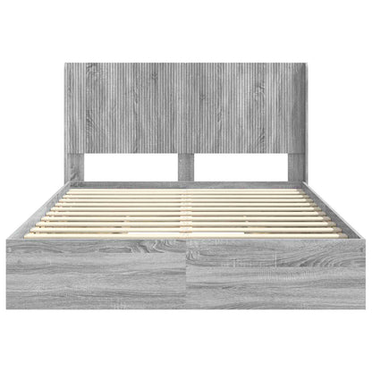 vidaXL Bed Frame with Storage and Headboard Grey Sonoma 160 x 200 cm