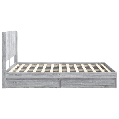 vidaXL Bed Frame with Storage and Headboard Grey Sonoma 160 x 200 cm